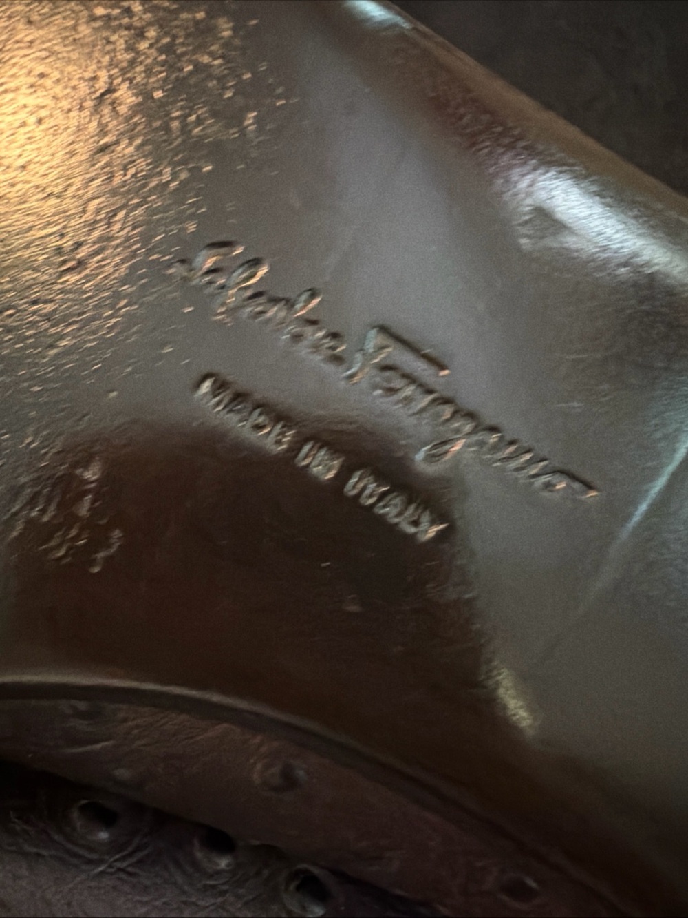 Salvatore Ferragamo Audrey Ballet Flats Ostrich Brown 8 - Picture 10 of 12